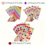 18 Sheets, 1512 Count Colorful Heart, Star, And Dot Stickers - Paper Adhesive Seals For Scrapbooking And Diy Crafts, Single Use, Glossy Finish - Image 2