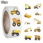 500Pcs Cartoon Engineering Vehicle Vinyl Stickers Roll - Reusable, Self-Adhesive, Glossy Finish Stickers For Scrapbooking, Journaling, Laptop, Bumper, Skateboard, Water Bottles, Phone - Mixed Color, Crystal Embellishment, Irregular Shape - Image 3
