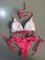 Faux Denim Print Triangle 2 Piece Set Bikini, Tie Strap Halter Backless Swimsuits, Women'S Swimwear & Clothing - Image 10