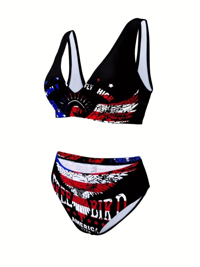 Factory Supply Fashionable Split Swimwear Women'S Letter Print Two-Piece Bikini Beach Swimsuit - Image 10