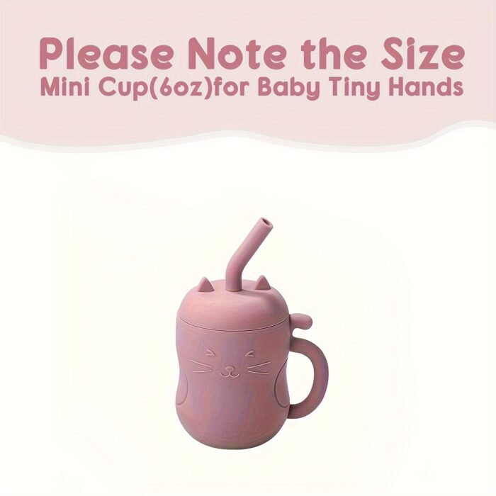 (Cat) Tiny Youngsters Learning Cup, Soft Rubber Training Cup 6Oz, Portable Feeding Cup With Lid & Straw (Leak Proof, Including Cute Stopper), Food Grade Silicone Cup For Beginner, Easy To Grasp, Easy To Clean,Christmas And Thanksgiving Gifts - Image 17