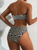 25Ss Midsummer Trend Metal Jewelry Fashion Print Bikini Strapless Pool Beach Vacation Women'S Bikini Set - Image 4