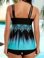 Floral Print V Neck Tankini Sets, Ring-Linked Boxer Short Bottom Two Pieces Swimsuit, Women'S Swimwear & Clothing - Image 10