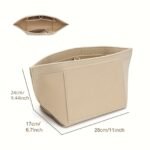 1Pc Felt Insert Bag Organizer, Portable, Casual Style, Fabric Soft Smooth Felt, Large Capacity With Multiple Pockets, Durable Metal Zipper, With Random Printing, For Women'S Tote Handbag, Cosmetic Travel Purse - Image 5