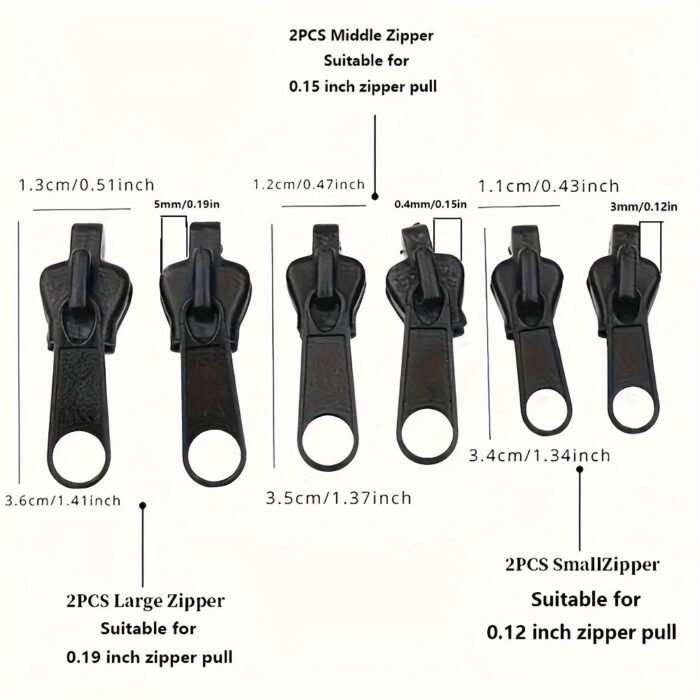 6Pcs Instant Zipper Kit With Universal Design & Multiple Sizes, Replacement Zippers, Travel Accessories, Essential For Travel And Outings - Image 4