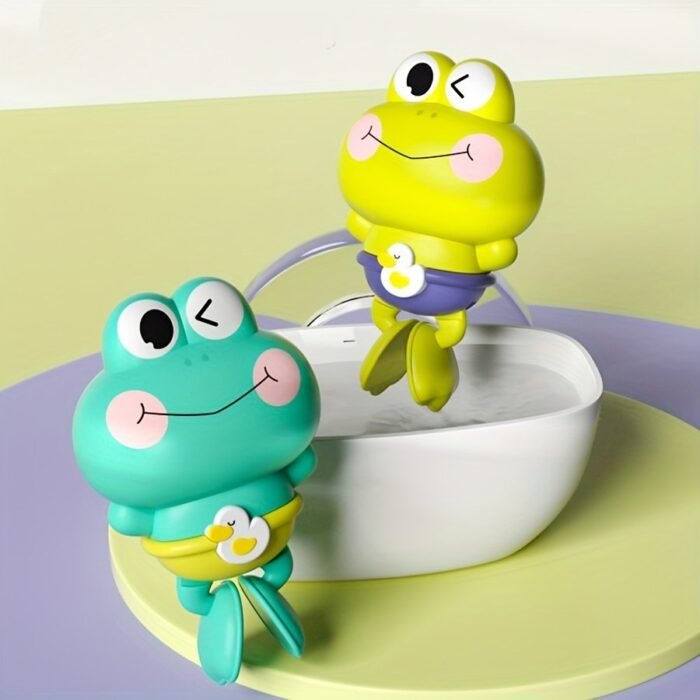 1Pc Cute Wind-Up Animal Frog Water Spray Toy, 12.5Cm Plastic Bath Toy With Water-Squirting Head For Shower And Swimming Pool Fun, Available In Pink, Blue, Green - Image 8