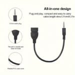 3.5Mm Aux To Usb Audio Cable, Black Car Aux Adapter, Usb Headphone Converter, Male To Female, Miniusb Connector, Usb Powered, ?36V Operating Voltage, No Battery Required - Image 7