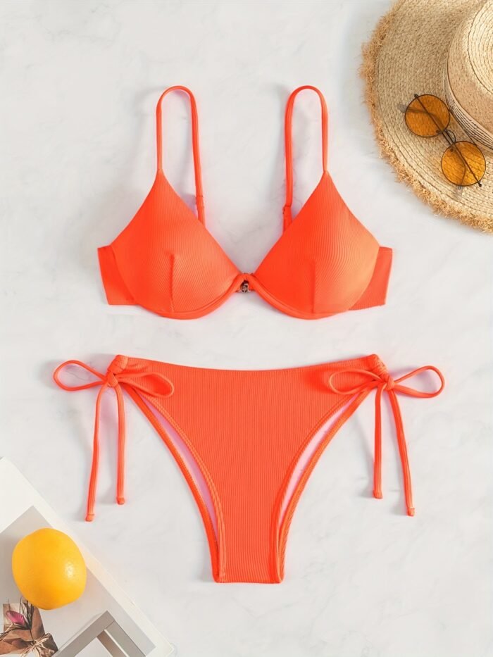 2024 New Arrival - Vibrant Yellow Strapless Bikini Set With Steel Support & Tie-Up Design For Women, High Stretch Polyester Blend, Perfect For Swimming & Beach, Beach Attire|Vibrant Swimsuit|Stretchy Fabric - Image 8
