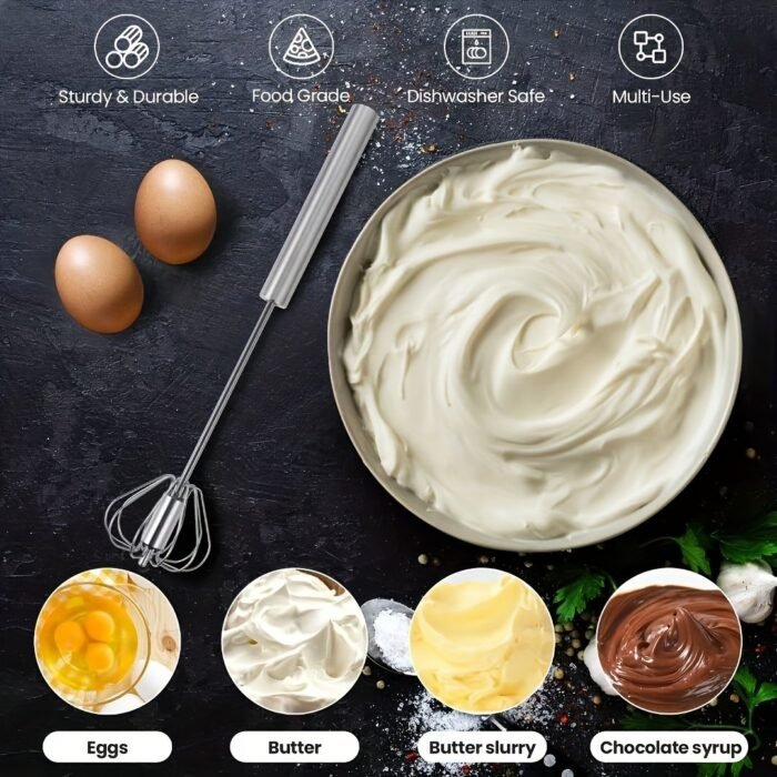 1Pc Multifunctional Stainless Steel Whisk & Milk Frother, Home Baking Tools, Cream Egg Hand Blender, Household Push Blender Blender - Egg Whisk, Milk Frother, Hand Push Blender Blender Multi-Tool Eid Al-Adha Mubarak - Image 12