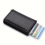 1Pc Men'S Ultra-Thin Rfid Blocking Wallet - Business Style Aluminum Card Holder, Compact & Lightweight, Black Faux Leather, Multi-Functional Coin Purse For Travel, Camping & Everyday Use, Secure Travel Wallet | Sleek Wallet Design | Durable Stitching, Wallet - Image 6