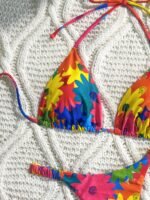 Large Flower European And American Fashion Foreign Trade Split Swimwear For Women Cartoon Printed Hanging Neck Fashion And Sexy Beach Swimsuit - Image 8