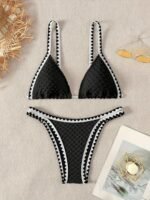 Contrast Trim Whip Stitching Textured Fabric 2 Piece Set Bikini Swimsuits, Women'S Swimwear & Clothing - Image 4