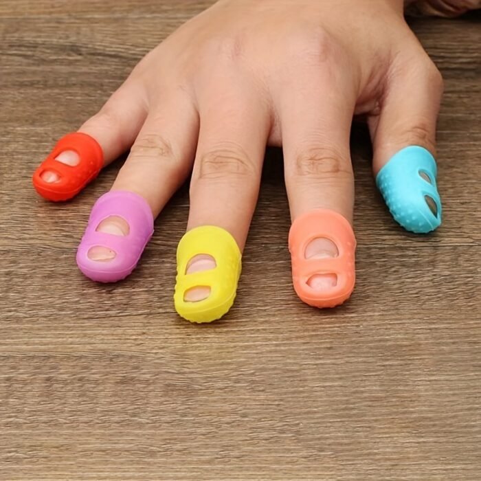5Pcs Breathable Silicone Thimbles - Multicolor, Protective Finger Sleeves For Diy Crafts & Sewing Accessories - Image 13
