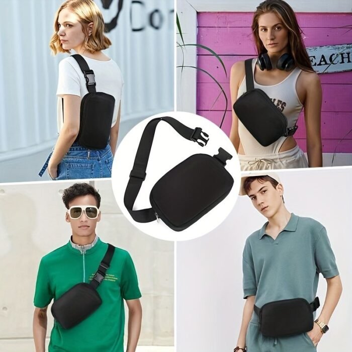 Black Unisex Mini Belt Bag With Adjustable Strap Small Fanny Pack For Workout Running Traveling Hiking, Holiday Gifts - Image 9