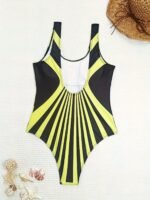 Contrast Color Backless One-Piece Swimsuit, Crew Neck Tummy Control High Cut Bathing Suits, Women'S Swimwear & Clothing - Image 6