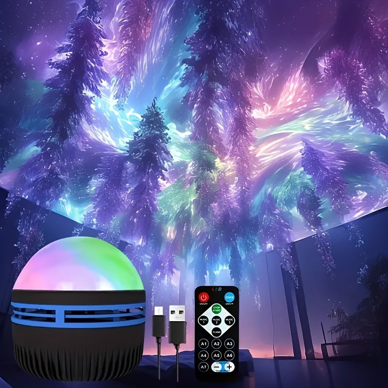 product-fancy-b130f2ce-5e78-49f8-8fd9-aa9950fbc082.jpg An Aurora Projector, Star Projector, With 7 Lighting Effects, Led Color Changing Lamp For Home Decoration, Home Decoration Birthday And Christmas Gift - Image 1