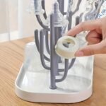 Bottle Drying Rack - Bottle Drying Stand | Tree-Shaped Design Bottle Drying Tray | Upright Bottle Drying Station With A Large Concave Base, Gray Color - Image 7