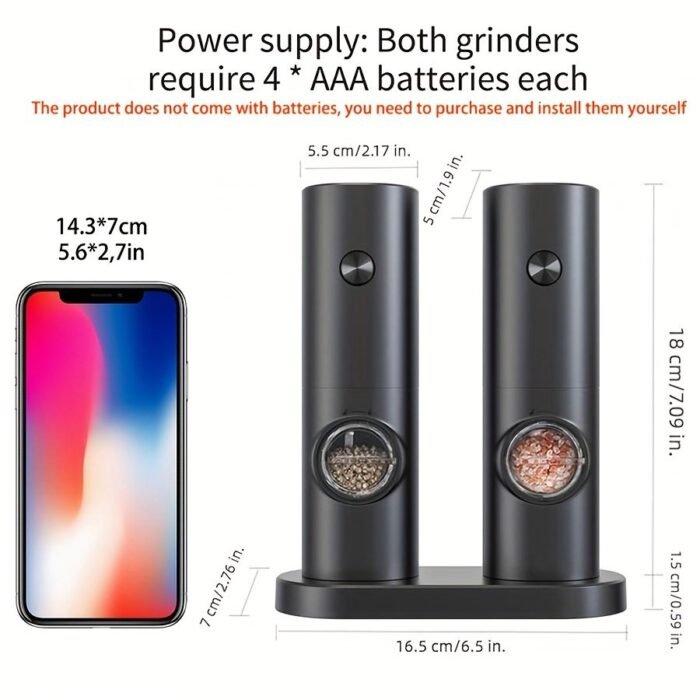 1Pc/2Pcs Intelligent Sensing Electric Grinder, Electric Salt And Pepper Grinder, Automatic Black Pepper Grinder, White Pepper Grinder, Convenient, Durable And High-Looking Electric Grinder, Suitable For Home Kitchen, Parties And Dinners - Image 4