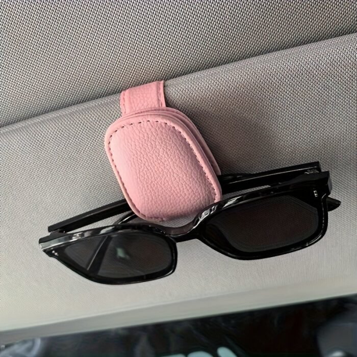 1Pc Car Sun Visor Glasses Holder, Pvc Material, Vehicle Eyewear Clip, Auto Interior Accessory, Storage Organizer For Glasses - Image 1