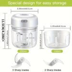 1Pc Electric Garlic Chopper, Mini Portable Veggie Chopper, 250Ml Garlic Grinder Masher Onion Chopper, Blender To Vegetable, Wireless Food Processor For Ginger, Chili, Fruit, Meat, Etc - Image 2
