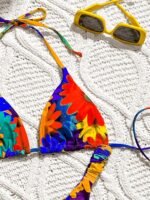 Large Flower European And American Fashion Foreign Trade Split Swimwear For Women Cartoon Printed Hanging Neck Fashion And Sexy Beach Swimsuit - Image 10