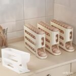 1Pc Space-Saving Egg Storage Organizer With Automatic Rolling Eggs - Heavy-Duty Refrigerator Egg Box, No Assembly Needed, Fits Side Door/Shelf - Ideal For Home, Kitchen, Or Commercial Use, Kitchen Organization, Compact Design, Sturdy Construction, Busy Households