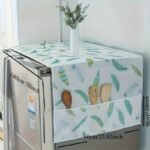 1Pc Youlong Multi-Function Refrigerator Dust Cover With Pocket, 128.02 X 52.07 Cm, Modern Decorative Fabric Storage Organizer For Home And Kitchen Use, Green Leaf Pattern, Pet Material, Appliance Top Protector | Decorative Storage | Pet Material Cover - Image 3