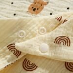 6-Pack Cotton Muslin Baby Bibs With Snap Closure, Soft Absorbent Saliva Cloths, Non-Waterproof Woven Fabric, Wheat Color - Ideal For Home And Travel Use - Image 8