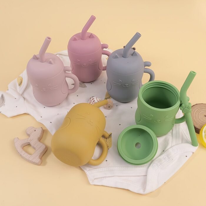 (Cat) Tiny Youngsters Learning Cup, Soft Rubber Training Cup 6Oz, Portable Feeding Cup With Lid & Straw (Leak Proof, Including Cute Stopper), Food Grade Silicone Cup For Beginner, Easy To Grasp, Easy To Clean,Christmas And Thanksgiving Gifts - Image 16