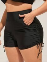 Chic Plus Size High-Waist Bikini Bottoms - Solid Color, Stretchy & Machine Washable - Image 4