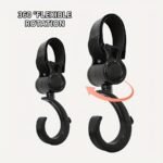 2Pcs 360? Rotating Stroller Hooks - Durable Abs Material, Black, Multi-Purpose Shopping Bag Clips For Diaper, Toy, And Essentials Organization, Gear Organization | Rotating Hook | Durable Abs Resin, Stroller Accessories - Image 3