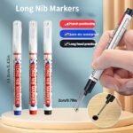 4-Pack Deep Hole Long Nib Markers, 2Cm/0.78In, Waterproof Metal Perforating Pens For Woodworking, Bathroom, And Decoration - Black, Blue, Red, Green - Image 4