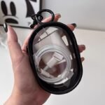 1Pc Elegant Pvc Charger & Cable Organizer Bag - Transparent, Portable Cosmetic Storage With Clip For Travel And Everyday Use, Durable, Black & White - Image 9