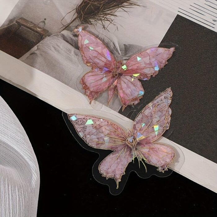 1 Pack/20Pcs, Pink Crystal Butterfly Three-Dimensional Butterfly Hand Account Diy Decorative Stickers Junk Journal Decor Supplies, Diy Junk Journal Decoration Label Stickers, Party Favor - Image 14