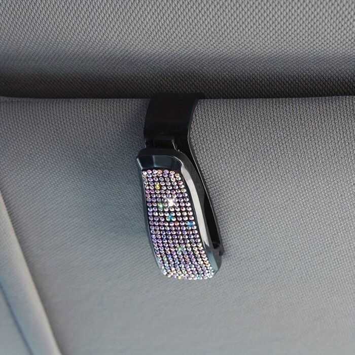 1Pc Car Sunshade Multifunctional Clip, Rhinestone Decor Car Sun Visor Glasses Holder - Image 18