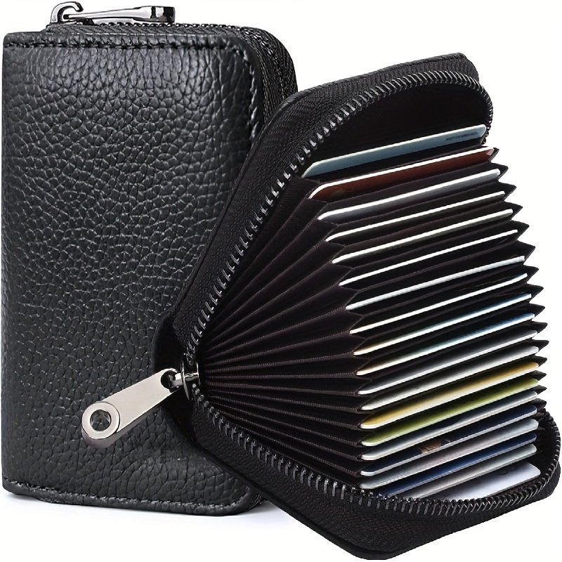 product-fancy-bcbcb669-f645-4dac-b2eb-d281b5d7e891.jpg 1Pc Casual Accordion Wallet, Faux Leather, Small, With Zipper, 20 Card Slots, For Women Or Men - Image 1