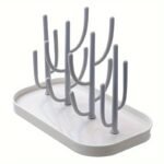 Bottle Drying Rack - Bottle Drying Stand | Tree-Shaped Design Bottle Drying Tray | Upright Bottle Drying Station With A Large Concave Base, Gray Color - Image 3