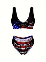 Factory Supply Fashionable Split Swimwear Women'S Letter Print Two-Piece Bikini Beach Swimsuit - Image 6