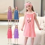 1/2Pcs Youngsters'S Cartoon Coral Fleece Bath Skirt, Soft And Skin-Friendly Cute Rabbit Ears Kid'S Bath Towel, Quick-Drying Water Absorption, Family Bathroom Bath Products. Christmas Present - Image 10