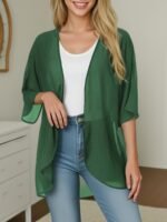 Large Size Women'S Casual Kimono Cardigan Smock Chiffon Material Quick-Drying Fabric Can Be Worn In Multiple Seasons Suitable For A Variety Of Occasions A Variety Of Colors