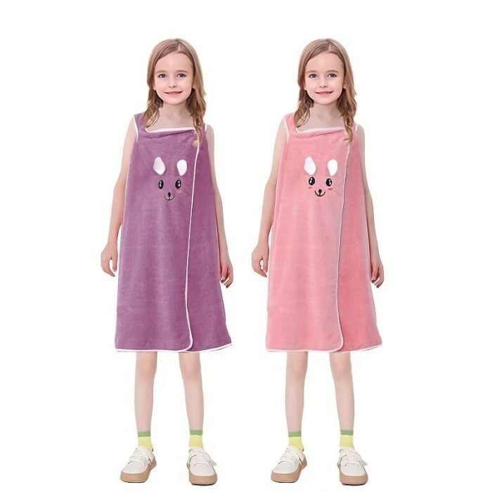 1/2Pcs Youngsters'S Cartoon Coral Fleece Bath Skirt, Soft And Skin-Friendly Cute Rabbit Ears Kid'S Bath Towel, Quick-Drying Water Absorption, Family Bathroom Bath Products. Christmas Present - Image 17