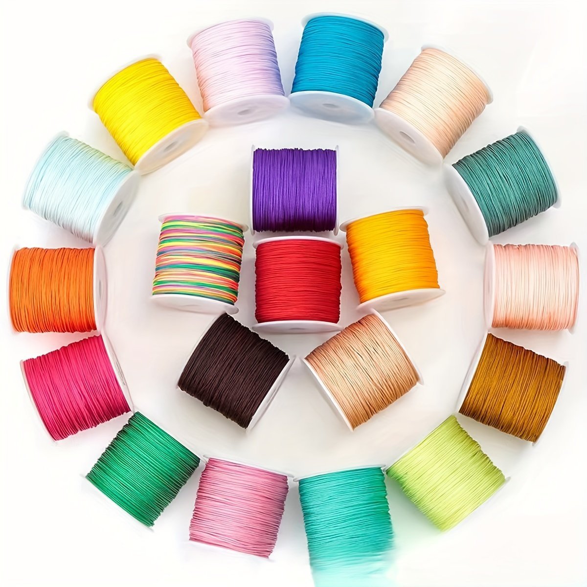 product-fancy-c0f8477f-8534-4ceb-bf38-3a7dc5c7b064.jpg 1Pc 0.8Mm Multicolor Thread, 45M/1771In Each Roll, Knot Thread For Diy Bracelet, Lace Crafting, Braiding Rope, Tassel And Beaded Jewelry Making - Image 1