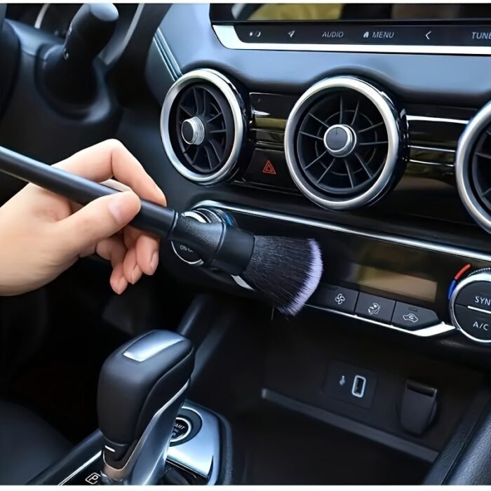 1Pc Car Interior Detail Brush, Soft Bristle Cleaning Brush, Dusting Brush, Car Interior Cleaning Tool, Car Detail Brush, Car Dashboard Dusting Brush, Without Battery, Uncharged, Plastic Material - Image 5