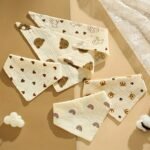 6-Pack Cotton Muslin Baby Bibs With Snap Closure, Soft Absorbent Saliva Cloths, Non-Waterproof Woven Fabric, Wheat Color - Ideal For Home And Travel Use - Image 4