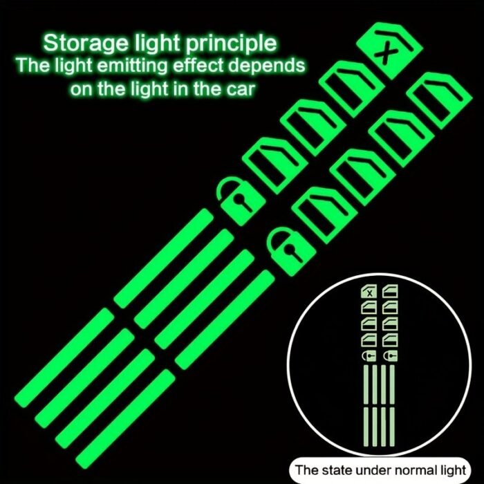 1Set Universal Car Window Button Glow Stickers - Fluorescent Green, Blue, Orange Functional Button Decals Suitable For Car Interior Accessories - Image 3