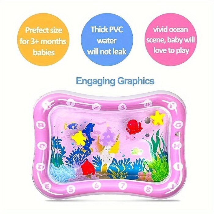 Infinno Inflatable Tummy Time Mat - Premium Water Play Mat For Youngsters & Toddlers, Pink, 3-24 Months, Strengthen Muscles, Portable With Durable Pe Material, Perfect For Sensory Development & Playtime, Sensory Play Mat|Playful Design|Pe Material Mat - Image 6