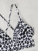 Chic Leopard Print Bikini Top For Women - High Stretch, Cross-Back Design, Machine Washable - Image 8