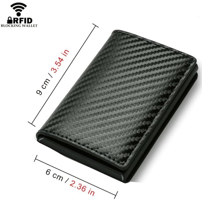 1Pc Men'S Ultra-Thin Rfid Blocking Wallet - Sleek Black Faux Leather Card Holder With Side Push Function, Perfect For Id, Driver?S License & Credit Cards, Ideal Gift For Thanksgiving, Christmas, Valentine?S Day, Everyday Carry Wallet | Sleek Design | Durable Wallet, Card Holder Wallet - Image 4