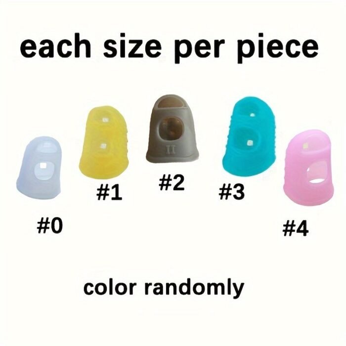 5Pcs Breathable Silicone Thimbles - Multicolor, Protective Finger Sleeves For Diy Crafts & Sewing Accessories - Image 3