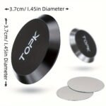 1Pc Topk 360 Free Rotation Magnetic Car Phone Holder Stand Universal Flat Stick-On Dashboard Holder +Metal Plate - Image 2
